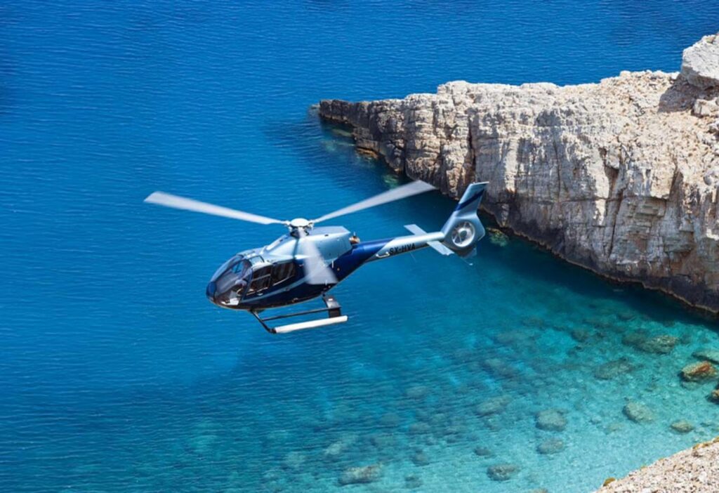 Helicopter Mykonos luxury Travel Above the Aegean 1 Heli Charter Hero block min